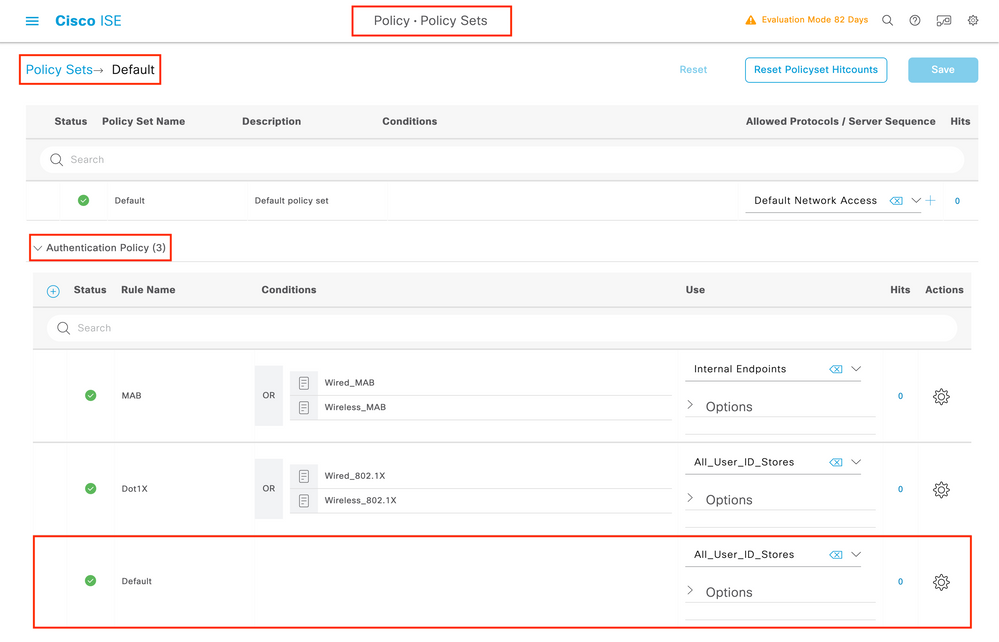 Radius - ISE - Policy Sets Default