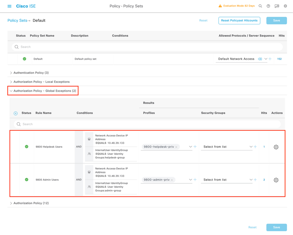 Radius - ISE - Policy Sets Default Authorization