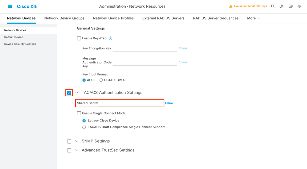 TACACS - ISE - Network Device Config