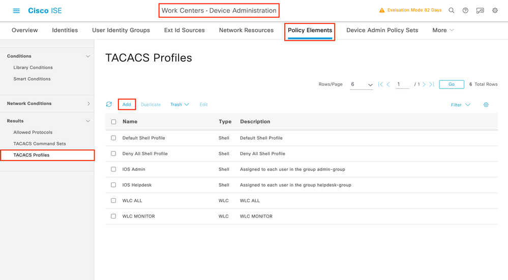 TACACS - ISE - TACACS Profiles