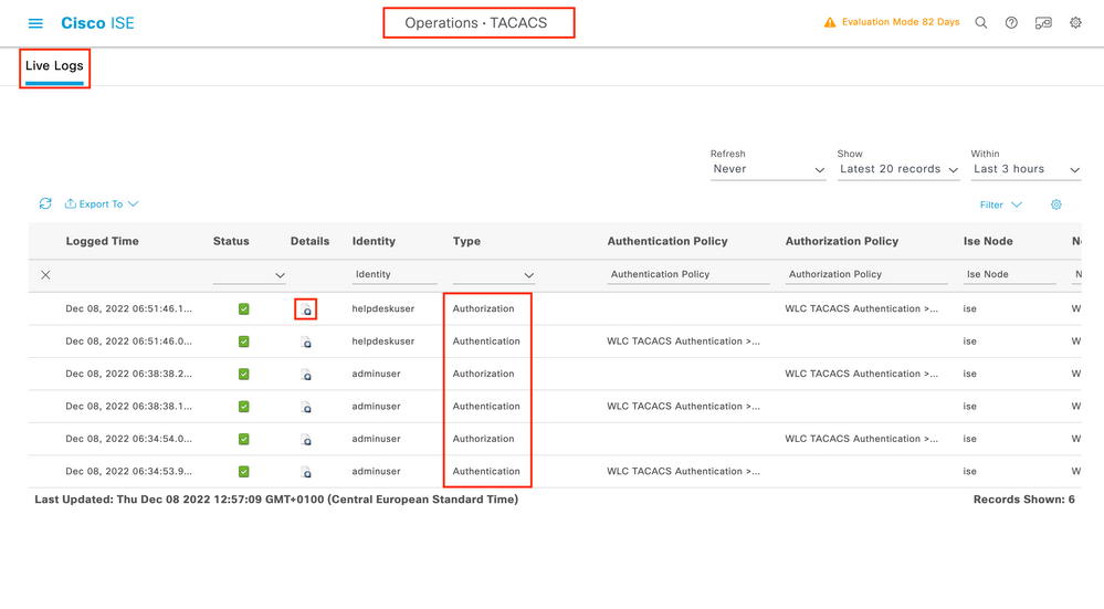 TACACS Live Logs - General View