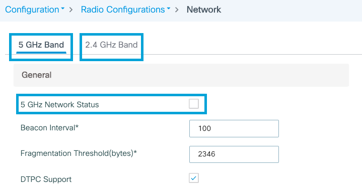 5Ghz RF profile configuration