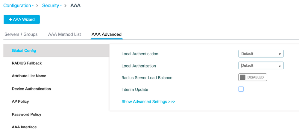 Configure AAA advanced settings