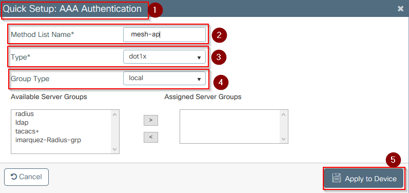 AAA Authentication dot1x List