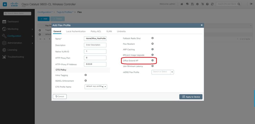 Configure AP as an OEAP-Policy Profile VLAN setting