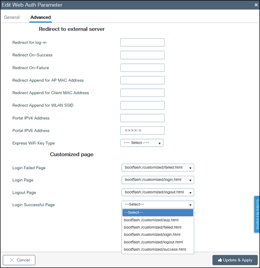 Especificar nombres de archivo de webauth