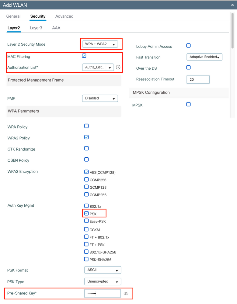 WLAN settings