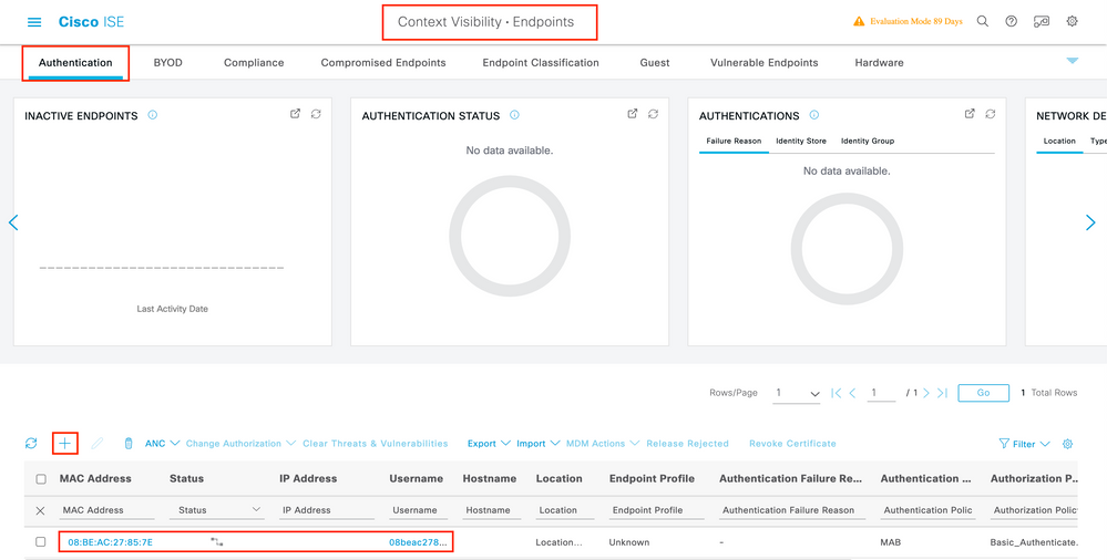 Add an endpoint on ISE