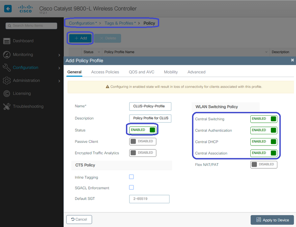 CWA - prolicy profile creation