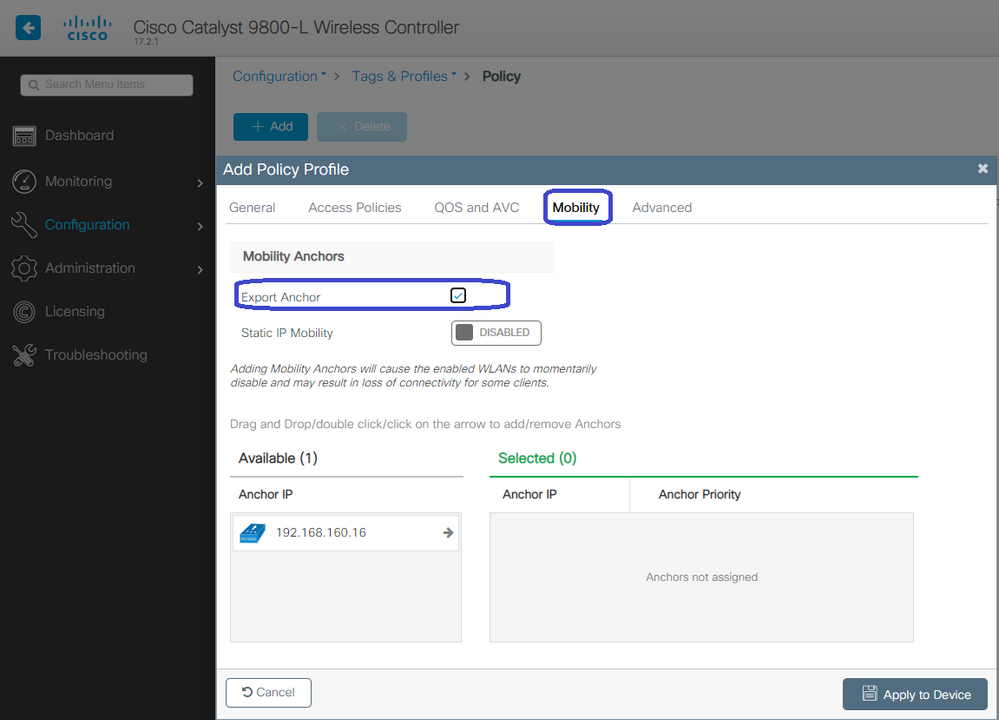 CWA = mobility settings