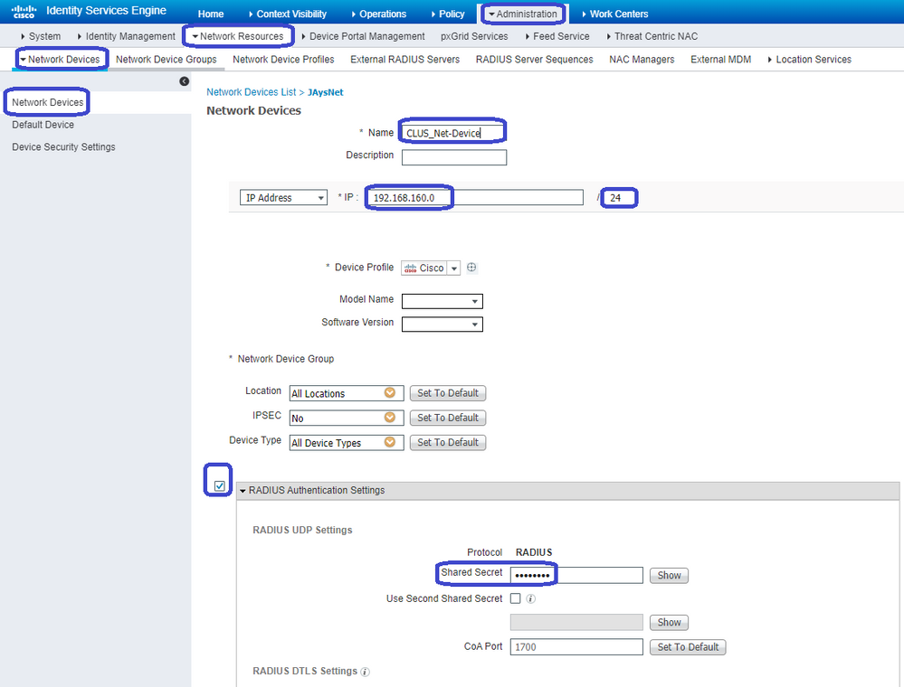 CWA - ISE network device