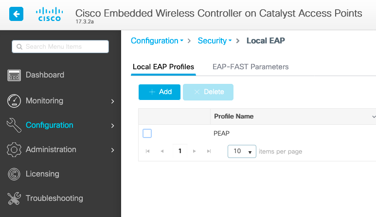 Local EAP profile list