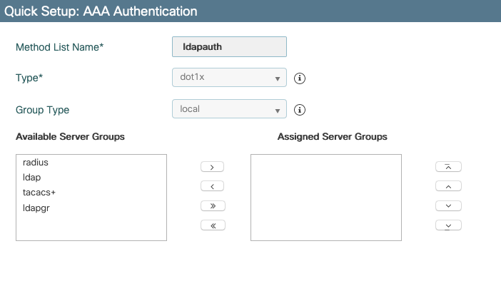 AAA dot1x authentication method