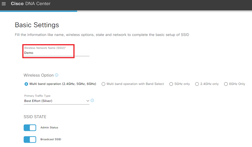 SSID Basic Settings