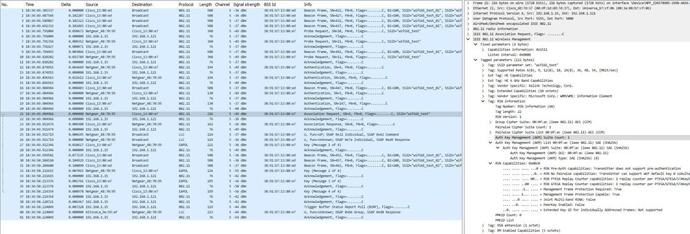 WPA3 SAE + FT NetGear A8000アソシエーション要求