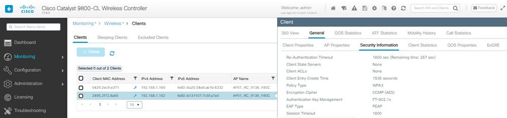 WPA3 Enterprise 802.1x-SHA256 + FT Pixel 6aクライアントの詳細