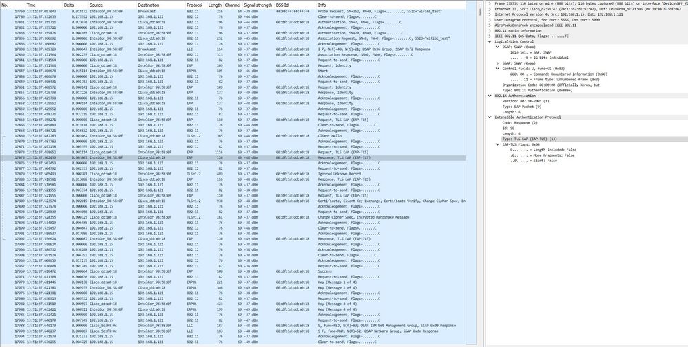 WPA3 Enterprise GCMP256 SUITEB192-1x with EAP-TLS Association with Intel AX211クライアントおよびEAP-TLSの焦点