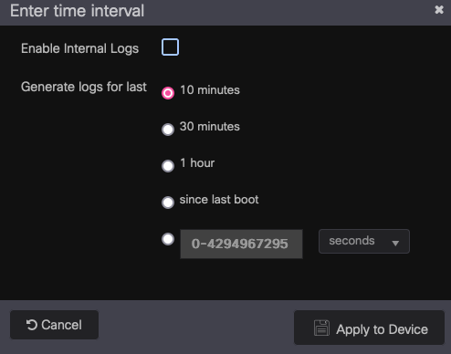 Time interval for RA Trace.