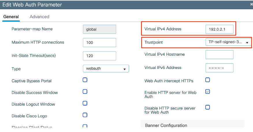 Global Web Auth Parameter Profile