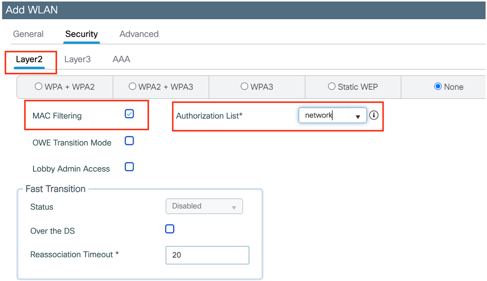 WLAN Layer 2 security