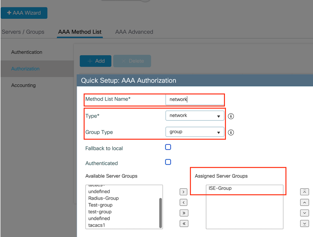 Authorization method list