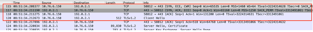 TCP handshake between the client and webserver