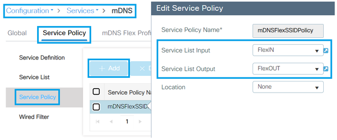 mDNSポリシーでのmDNSサービスリストのマージ