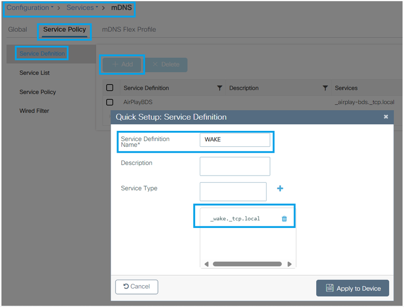 mDNS custom Service Definition