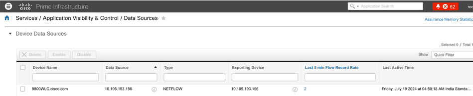 Cisco Prime Detecting 9800 WLC as Netflow Data Source