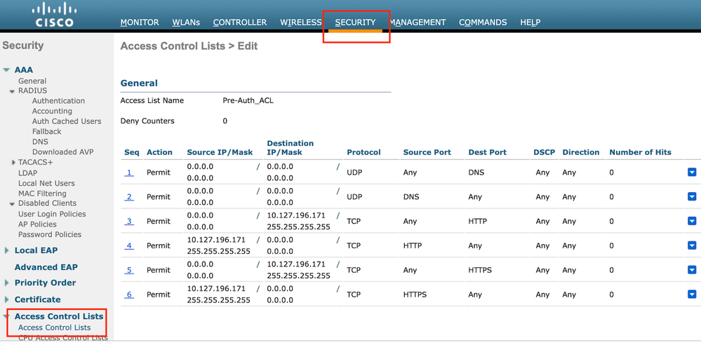 Access list to permit traffic to web server