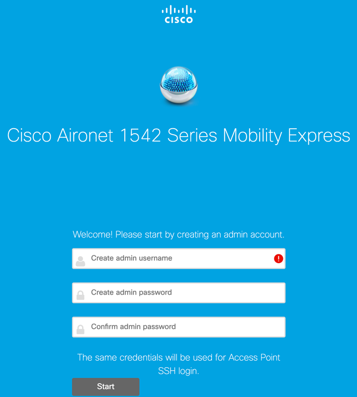 Mobility Express login page