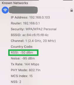 Signal strength for MAC