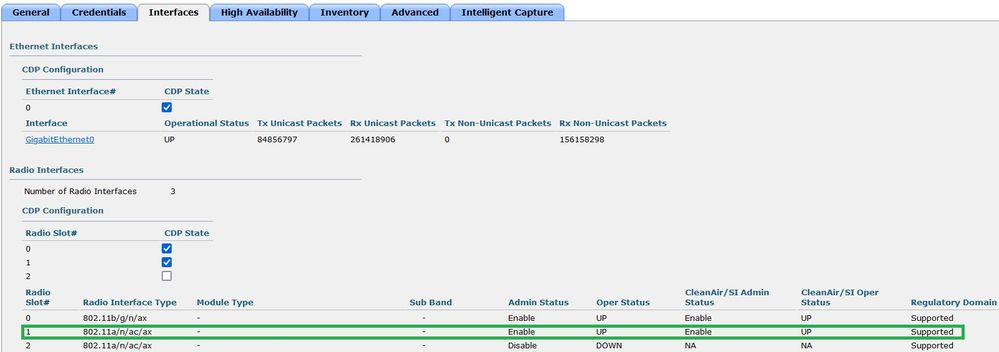 Ensure the AP Admin state is up and Regulatory domain is Supported