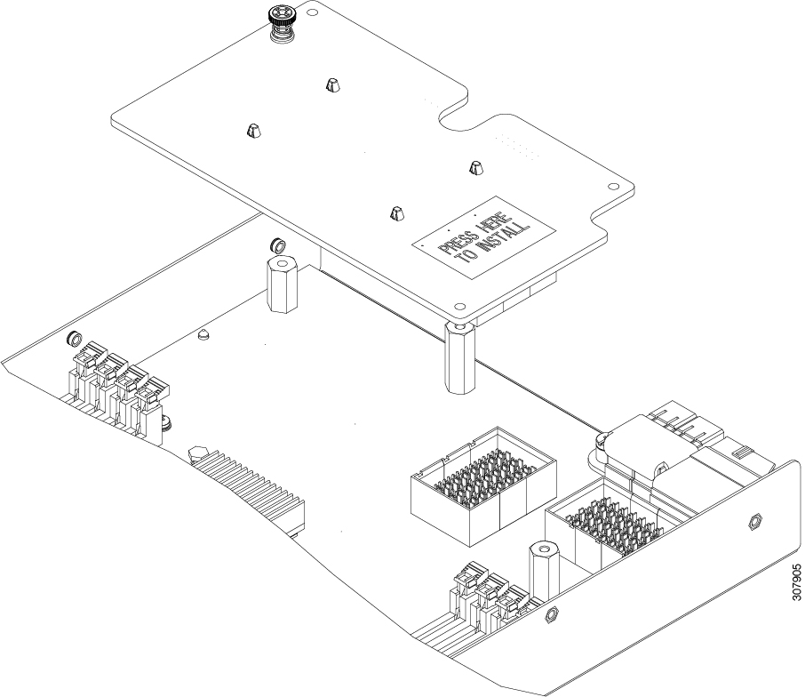 Figure shows virtual interace card disconnecting and lifting off of the mLOM connector