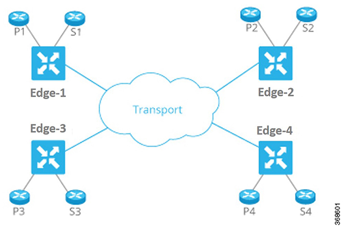 An illustration of how the transport network is separated from the service side of the network