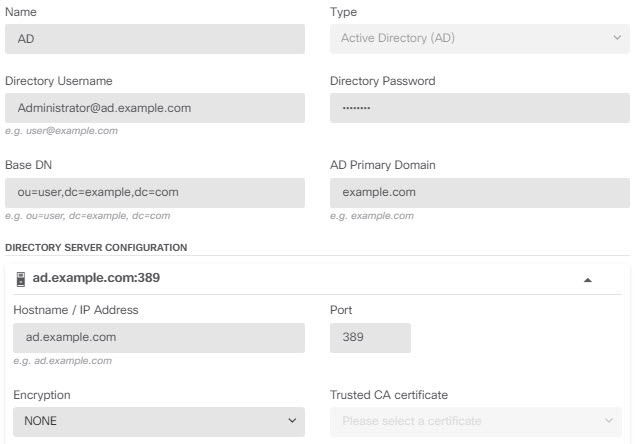 Directory realm properties.