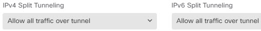 Split tunnel settings.