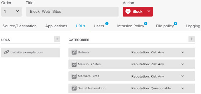 Completed URL criteria.