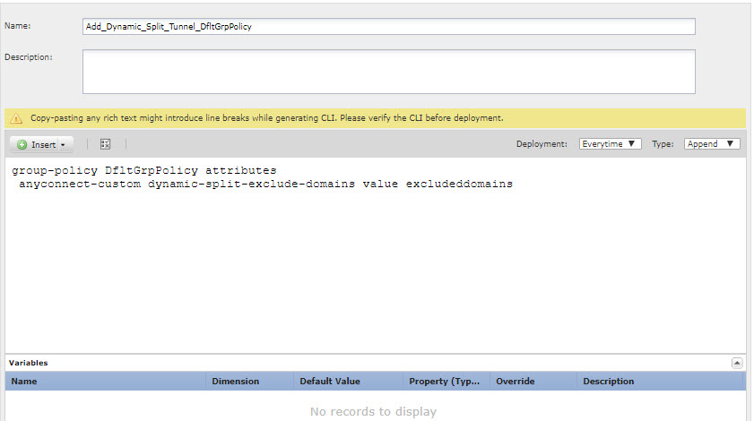 FlexConfig object to add dynamic split tunneling to DfltGrpPolicy