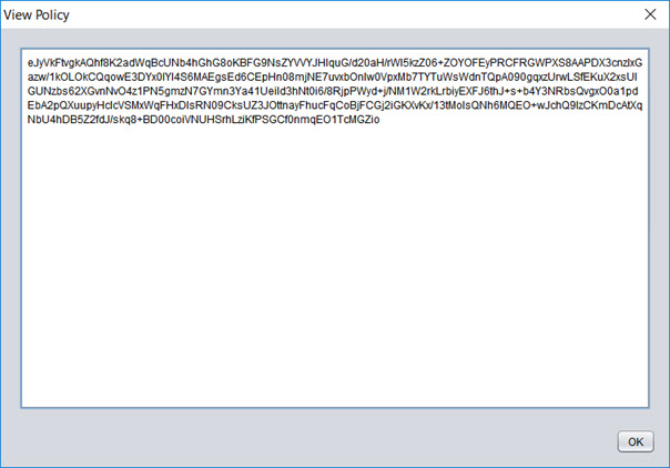 Base64 string that defines the per app policy.