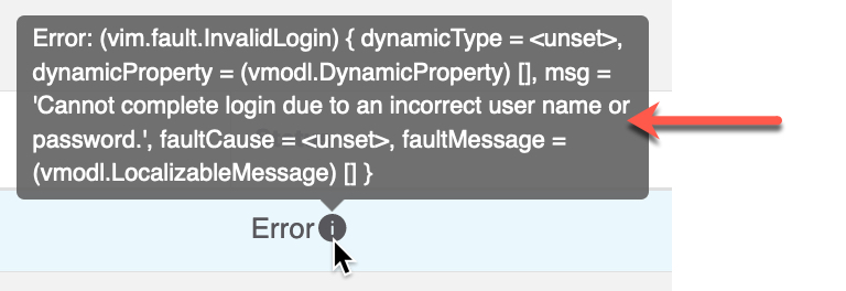 An incorrect username or password error indicates you entered the wrong password for a connector