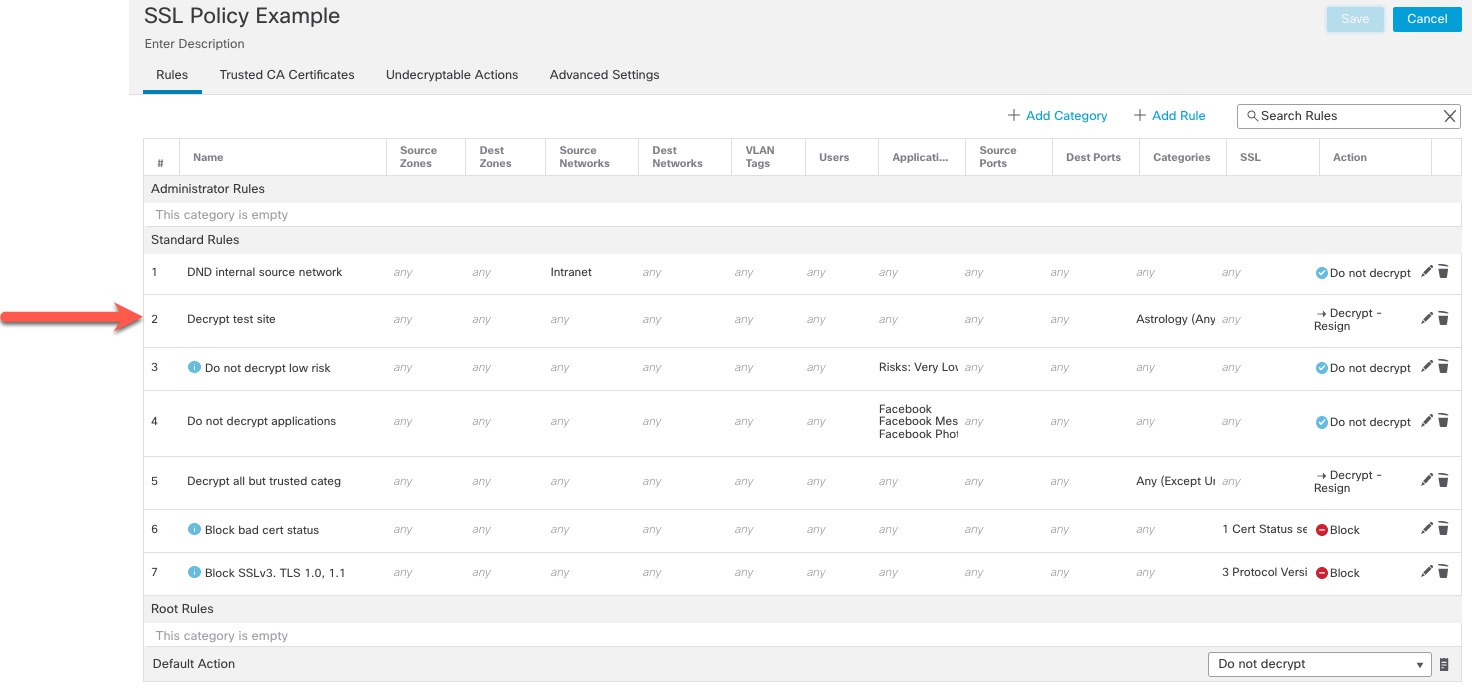 此示例规则会解密并监控流量，以便您可以决定是否允许其在网络上使用。