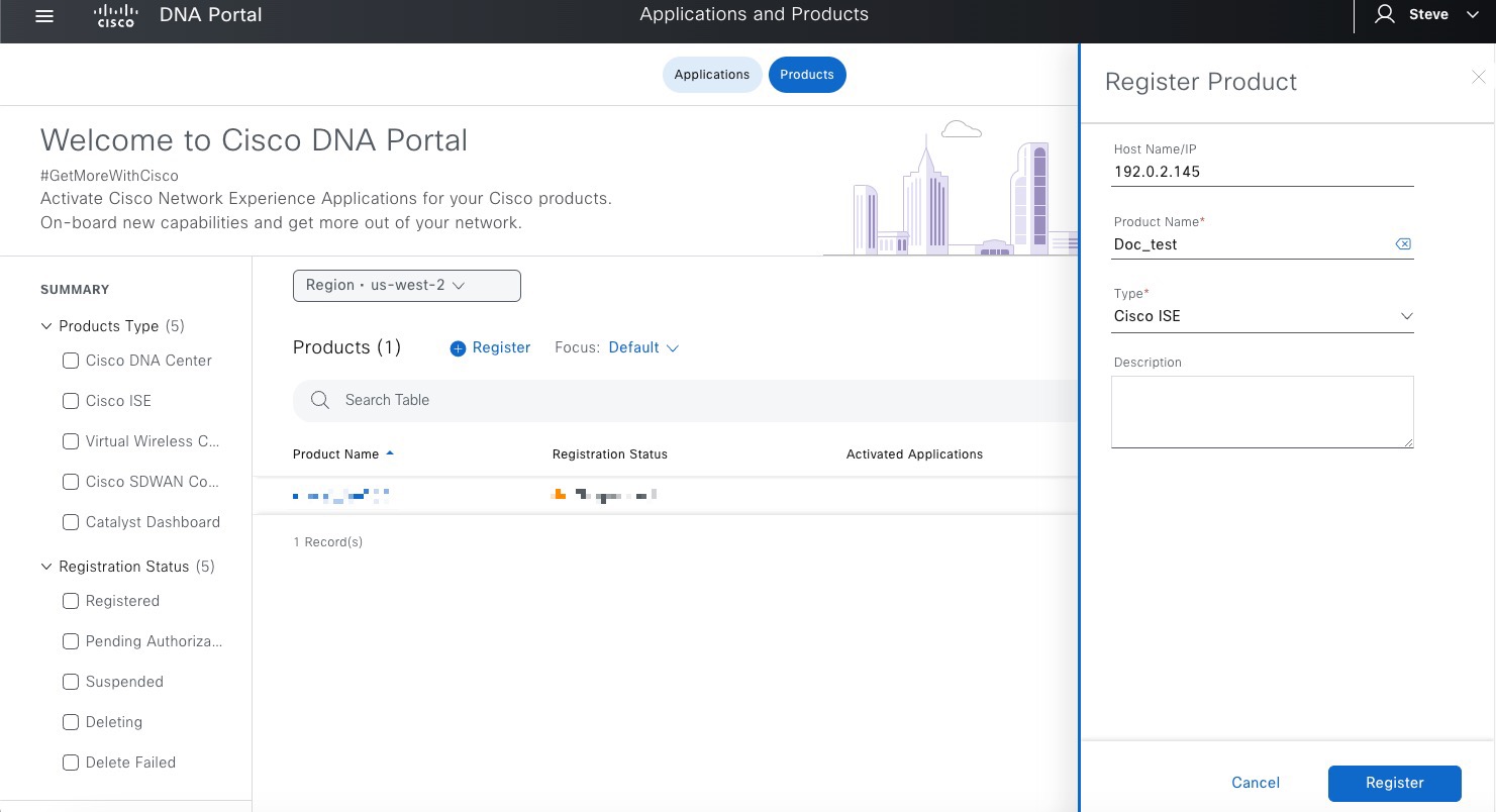 Register the Cisco ISE product by entering its fully qualified host name or IP address in the provided field