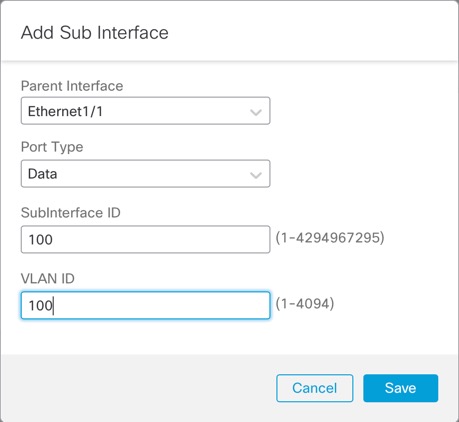 Subinterface Settings