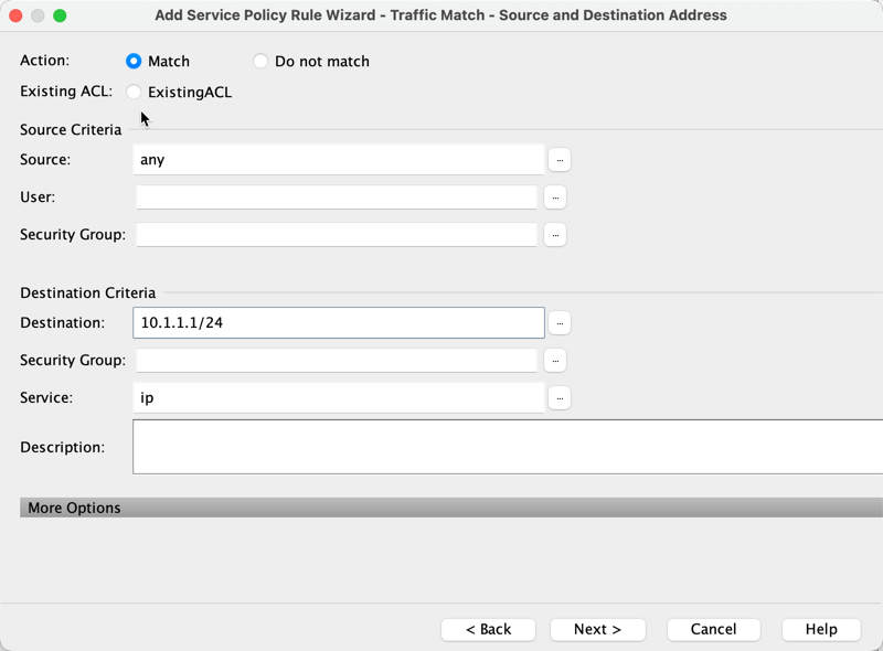 Traffic Match - Source and Destination Address