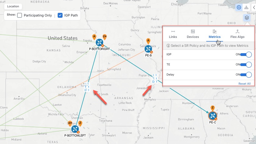 View Physical Path and Metrics Example