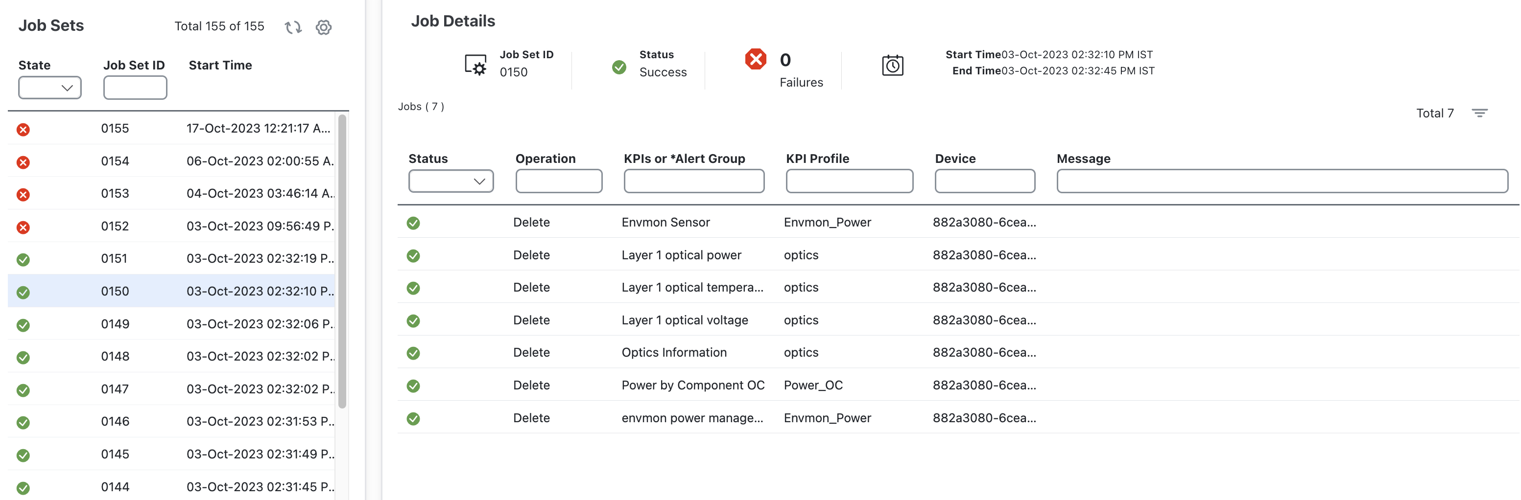 KPI Job History