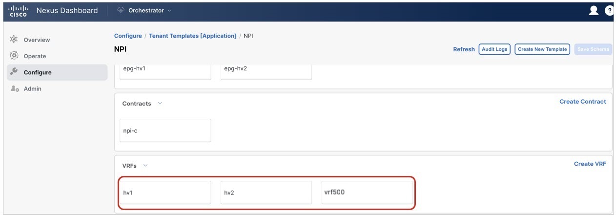 Parent VRF with two hosted VRF 