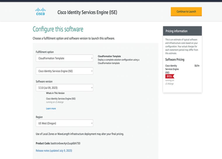 Cisco ISE Configuration Window