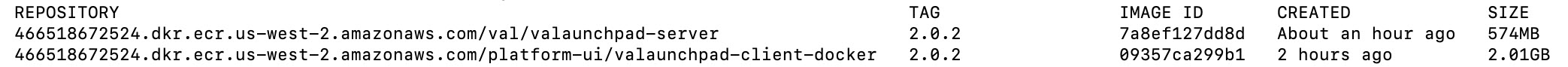 The output of $ docker images displays a list of the Docker images in the repository, along with the TAG column listing the number starting with 2.0.